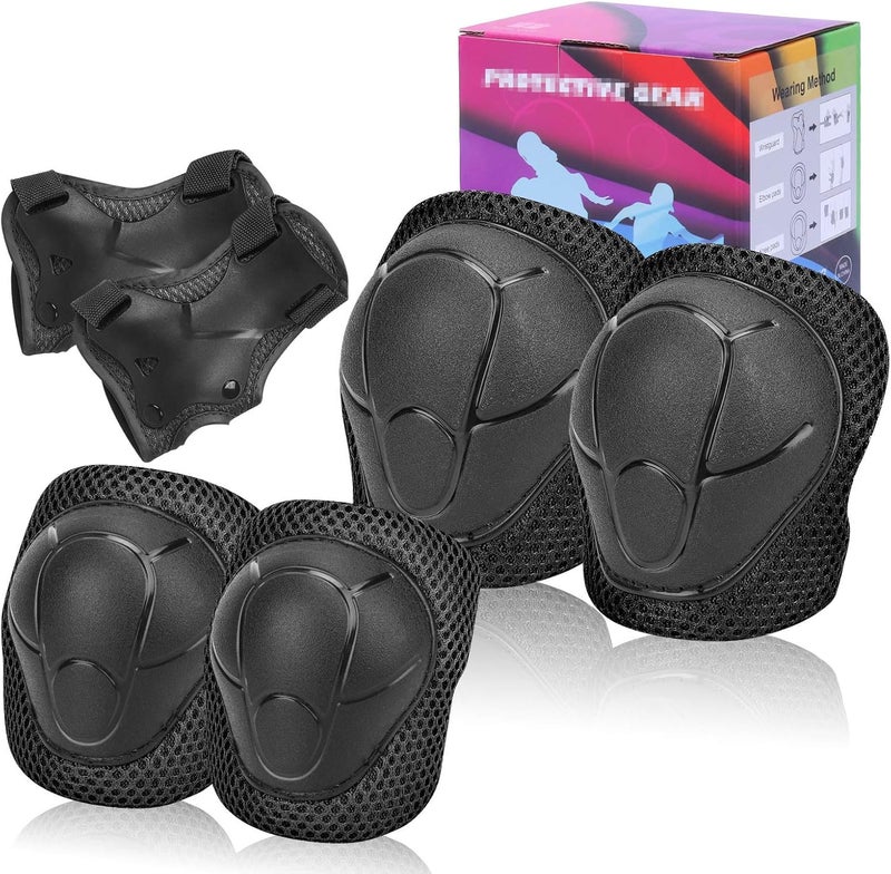 SHENMOREN Kids Protective Gear Set Knee Pads for Kids 3-10 Years Toddler Knee and Elbow Pads with Wrist Guards 3 in 1 for Skating Cycling Bike Rollerblading Scooter - Image 1